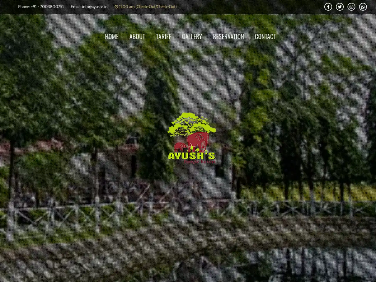 Ayush's Jungle Resort — Eco Resort website design in Murti, Jalpaiguri District — Dooars