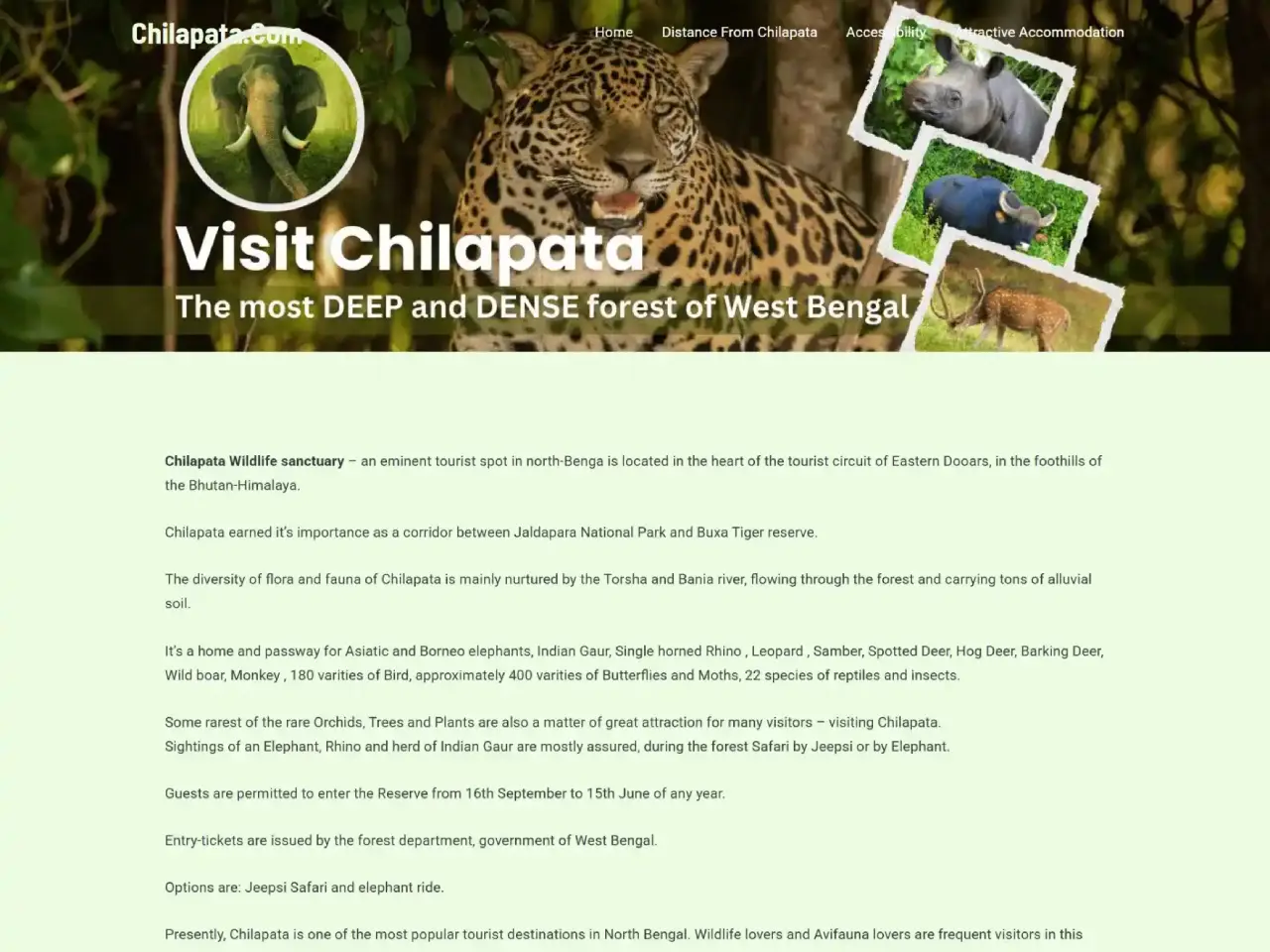 Chilapata Wildlife Sanctuary — Tourism Info website design in Madarihat, Alipurduar District