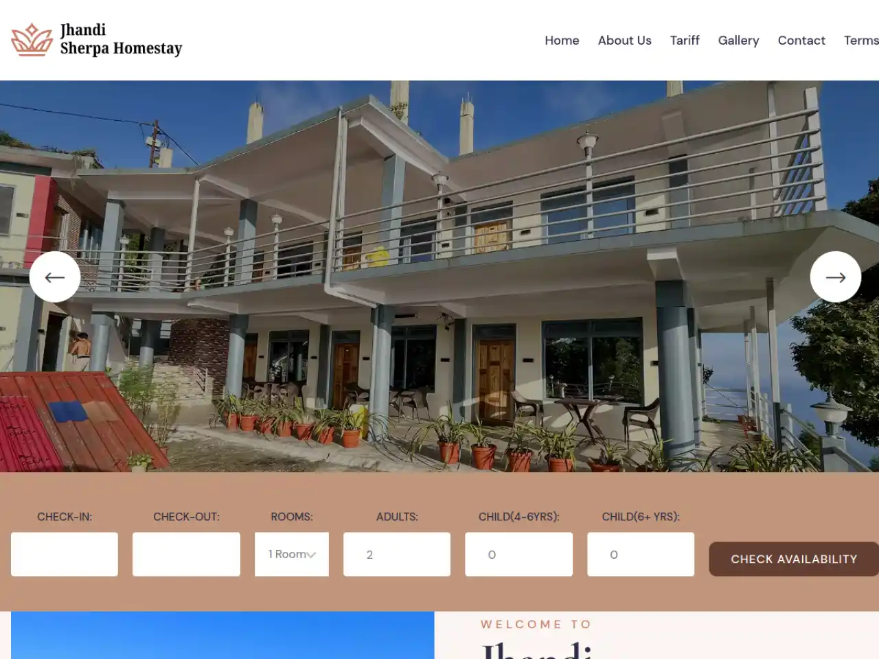Jhandi Sherpa Homestay — Homestay website design in Jhandi, Kalimpong District