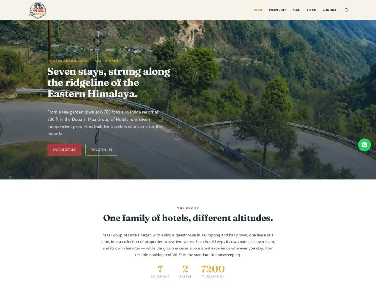 Maa Group of Hotels — Hotel Group website design in Lava, Kalimpong District