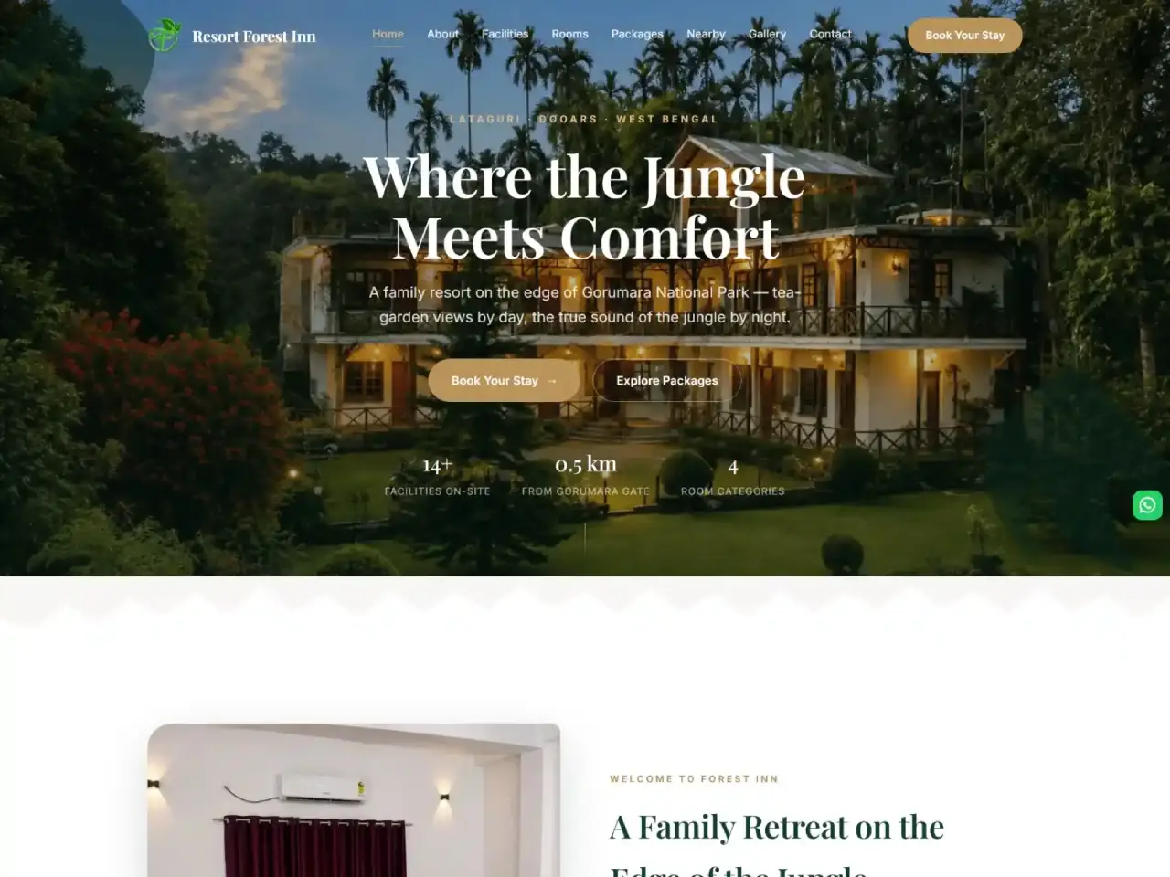 Resort Forest In — Eco Resort website design in Lataguri, Jalpaiguri District — Dooars