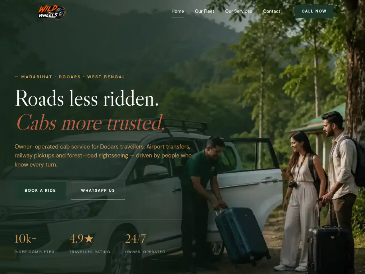 WildOnWheels — Taxi & Transport website design in Madarihat, Alipurduar District